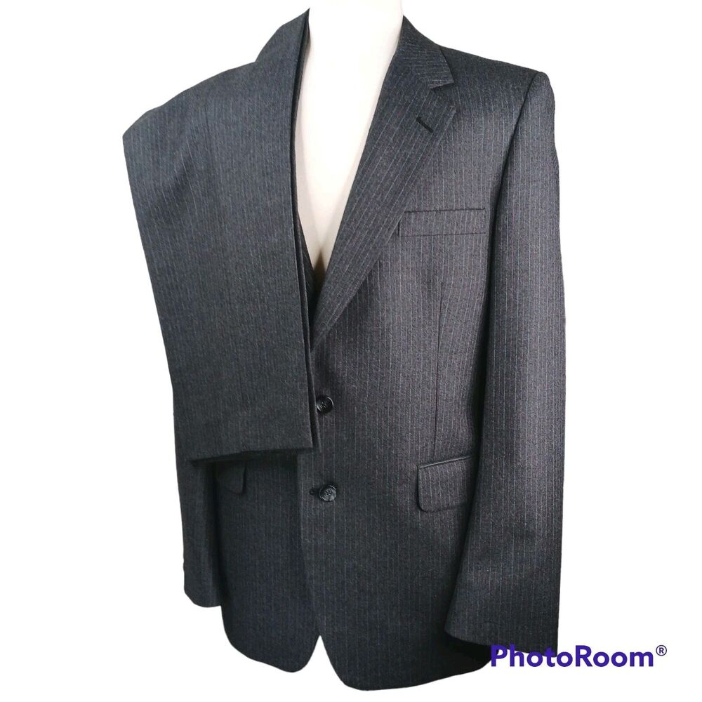 Bradmore Woolf Brothers Suit 40 Gray Pinstripes 2 Button, Trousers W36